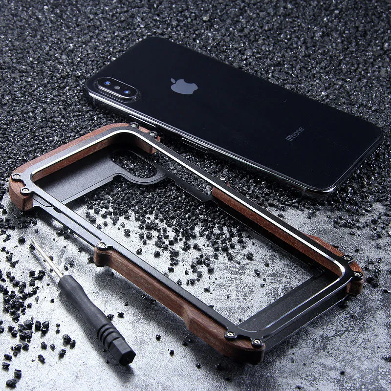 R-Just IRONWOOD Light Slim Timber Aluminum Metal Wood Bumper Case Cover