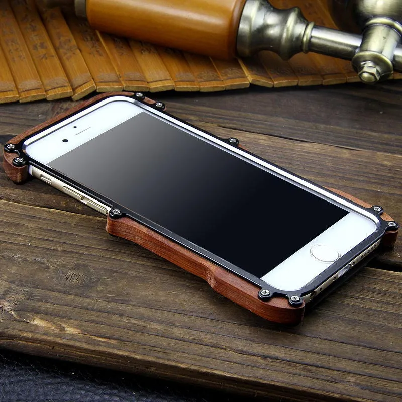 R-Just IRONWOOD Light Slim Timber Aluminum Metal Wood Bumper Case Cover