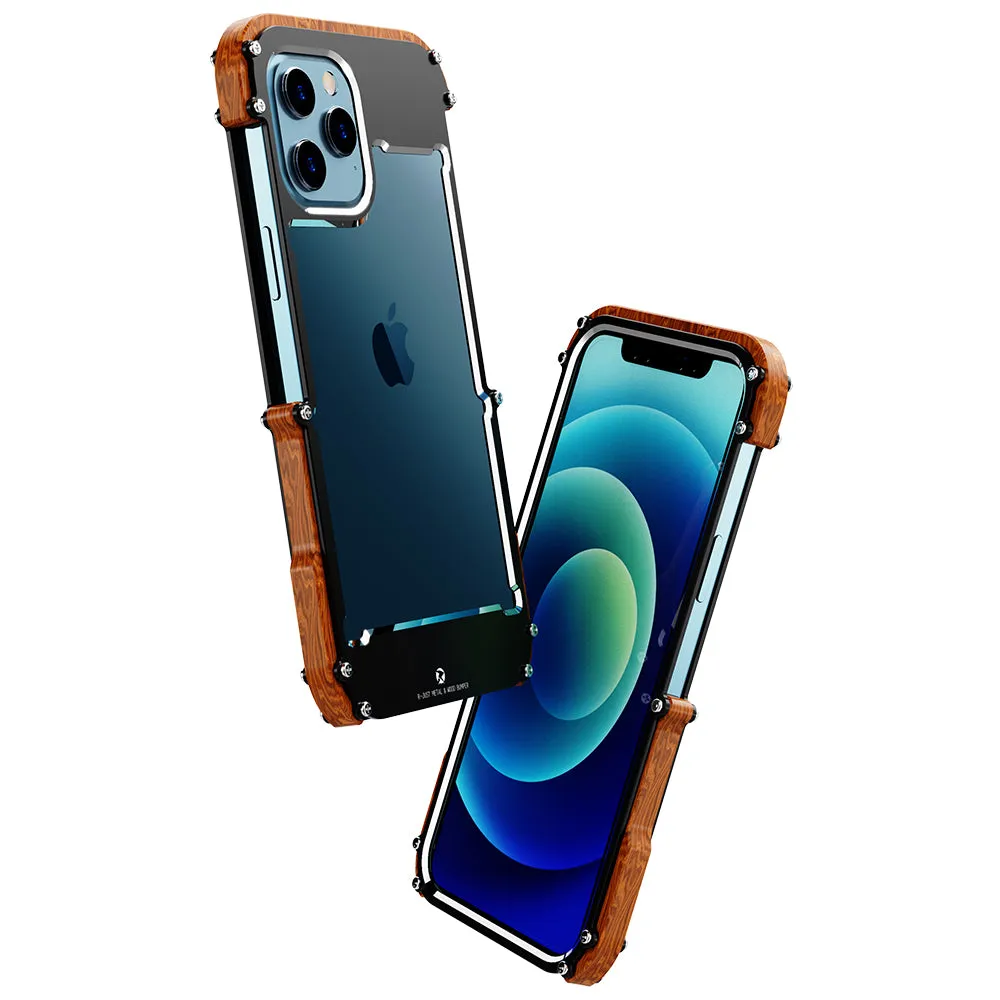 R-Just IRONWOOD Light Slim Timber Aluminum Metal Wood Bumper Case Cover