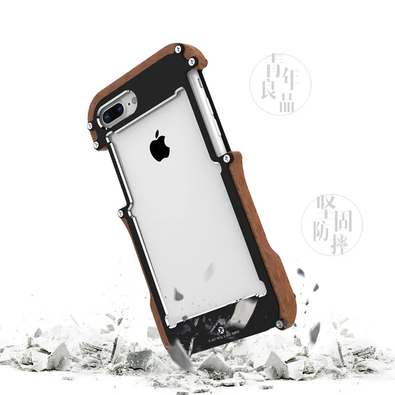 R-Just IRONWOOD Light Slim Timber Aluminum Metal Wood Bumper Case Cover