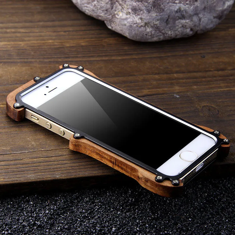 R-Just IRONWOOD Light Slim Timber Aluminum Metal Wood Bumper Case Cover