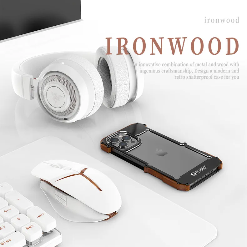 R-Just IRONWOOD Light Slim Timber Aluminum Metal Wood Bumper Case Cover