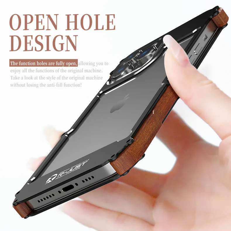 R-Just IRONWOOD Light Slim Timber Aluminum Metal Wood Bumper Case Cover