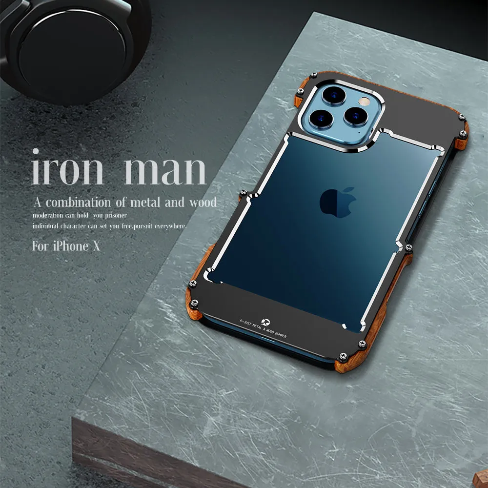 R-Just IRONWOOD Light Slim Timber Aluminum Metal Wood Bumper Case Cover