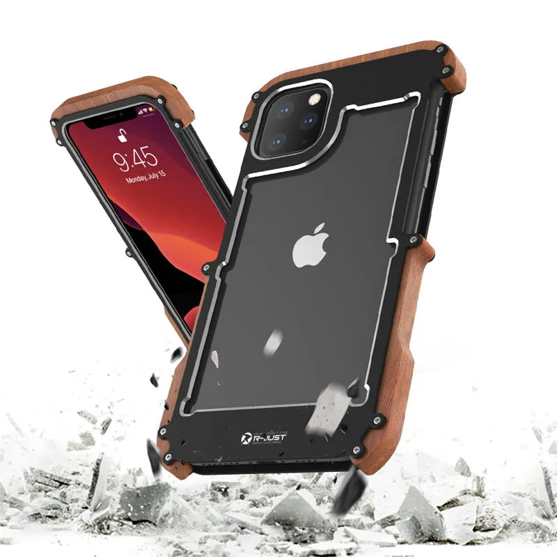 R-Just IRONWOOD Light Slim Timber Aluminum Metal Wood Bumper Case Cover