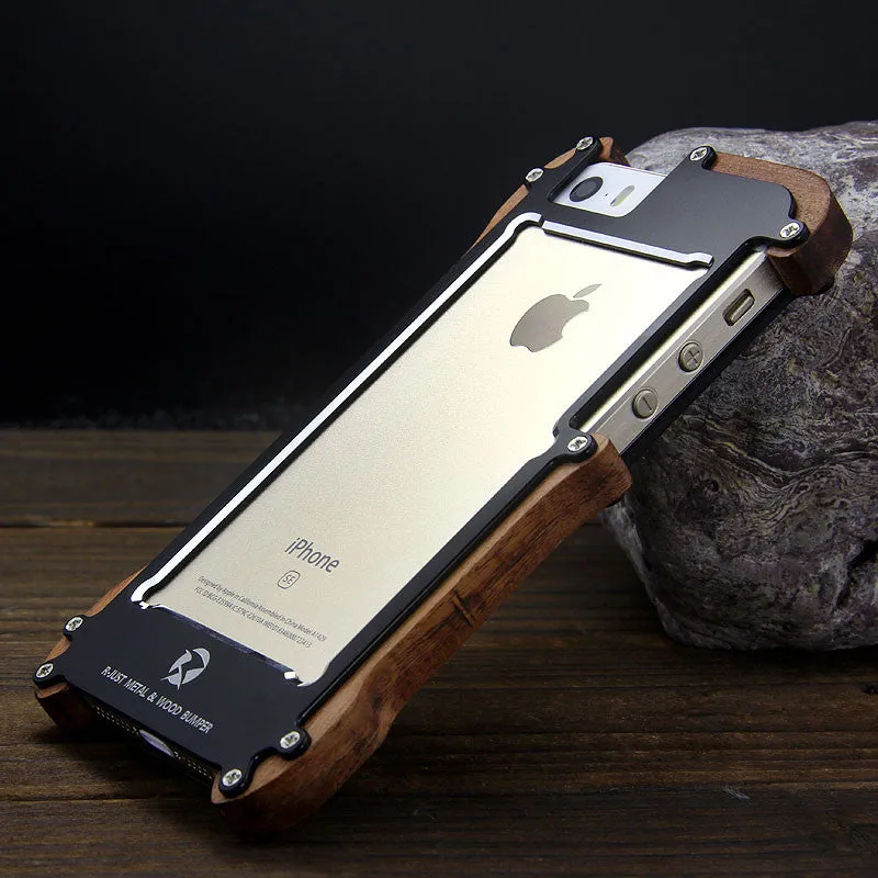 R-Just IRONWOOD Light Slim Timber Aluminum Metal Wood Bumper Case Cover
