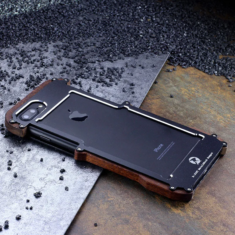 R-Just IRONWOOD Light Slim Timber Aluminum Metal Wood Bumper Case Cover