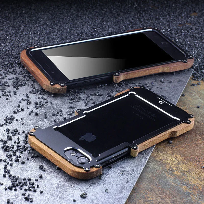 R-Just IRONWOOD Light Slim Timber Aluminum Metal Wood Bumper Case Cover