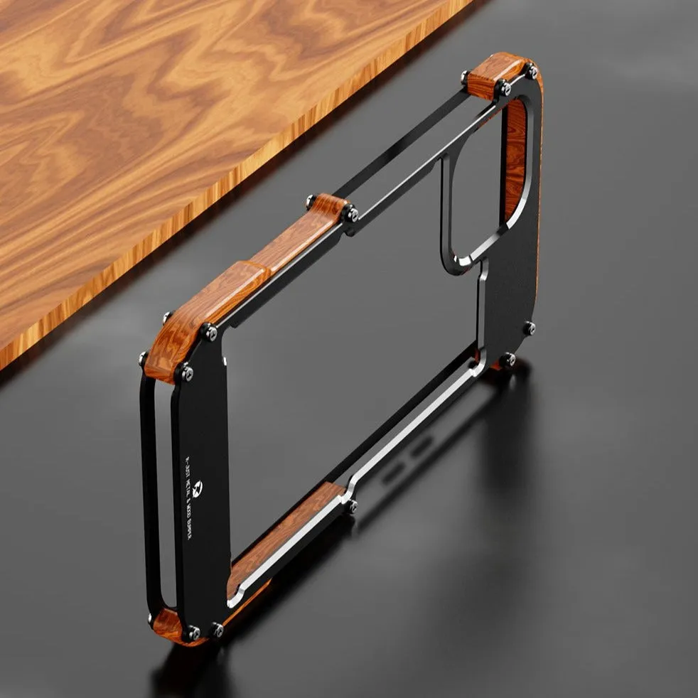 R-Just IRONWOOD Light Slim Timber Aluminum Metal Wood Bumper Case Cover