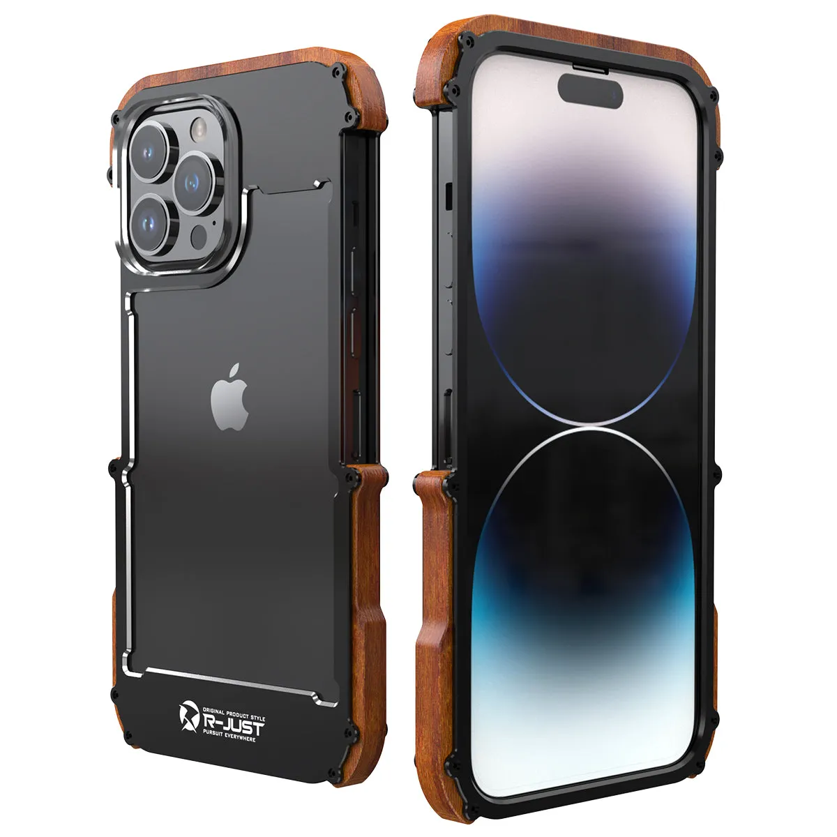 R-Just IRONWOOD Light Slim Timber Aluminum Metal Wood Bumper Case Cover