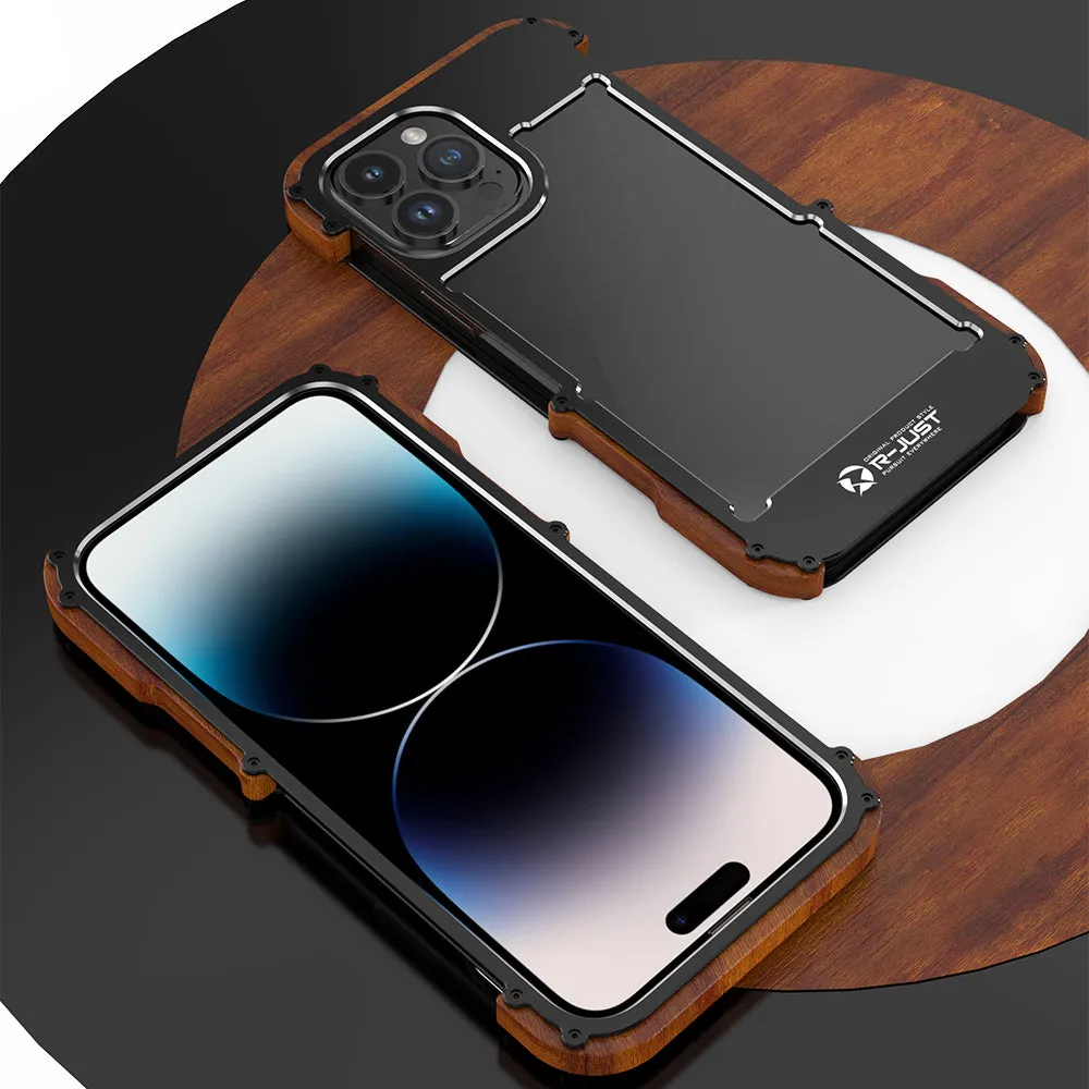 R-Just IRONWOOD Light Slim Timber Aluminum Metal Wood Bumper Case Cover