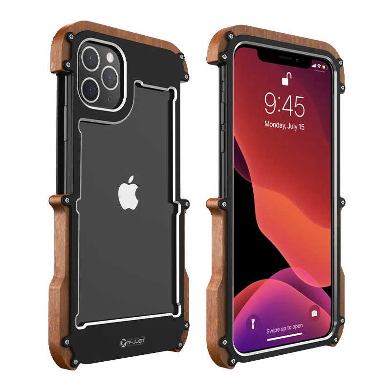 R-Just IRONWOOD Light Slim Timber Aluminum Metal Wood Bumper Case Cover