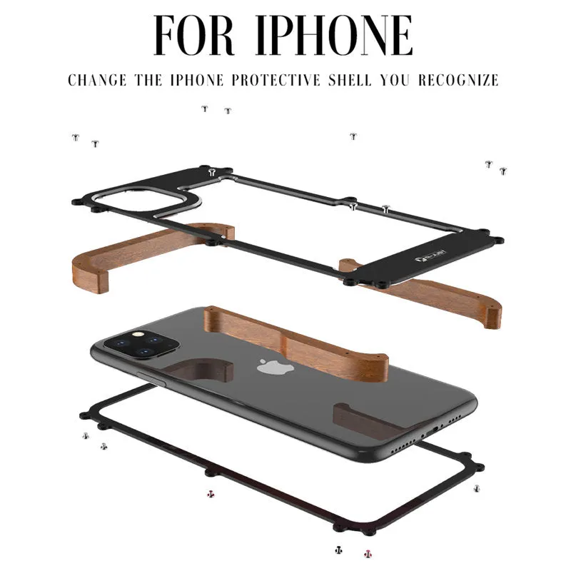 R-Just IRONWOOD Light Slim Timber Aluminum Metal Wood Bumper Case Cover