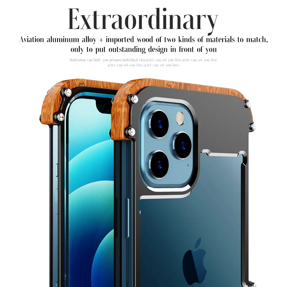 R-Just IRONWOOD Light Slim Timber Aluminum Metal Wood Bumper Case Cover