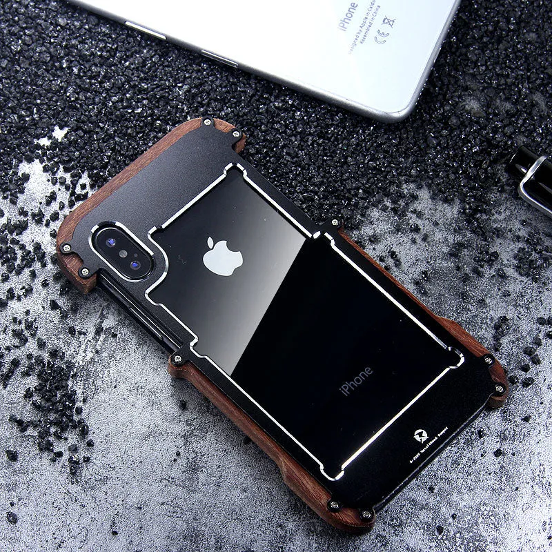 R-Just IRONWOOD Light Slim Timber Aluminum Metal Wood Bumper Case Cover