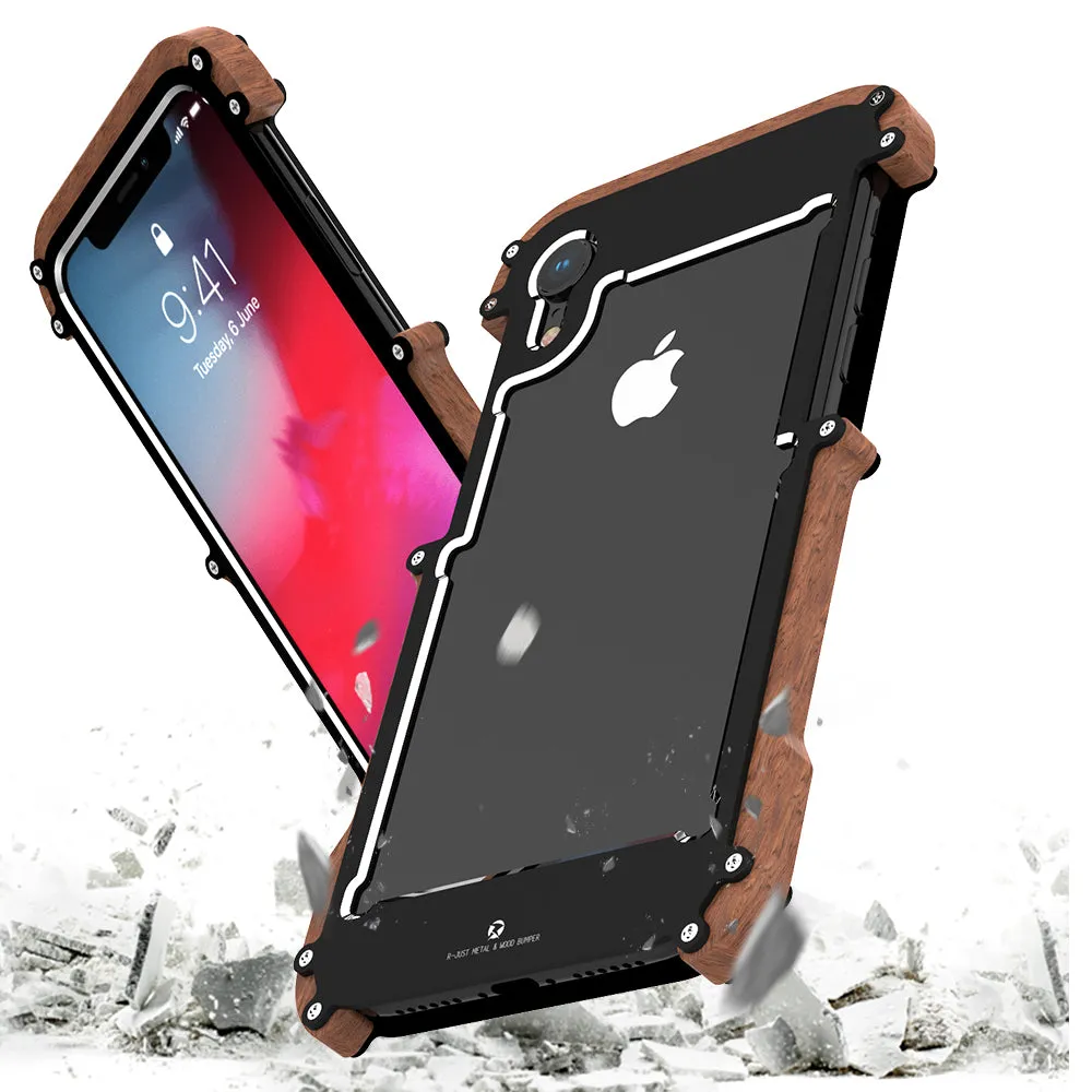 R-Just IRONWOOD Light Slim Timber Aluminum Metal Wood Bumper Case Cover