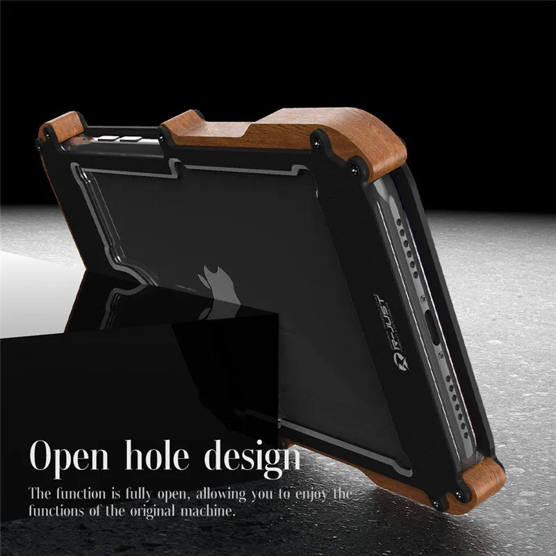 R-Just IRONWOOD Light Slim Timber Aluminum Metal Wood Bumper Case Cover
