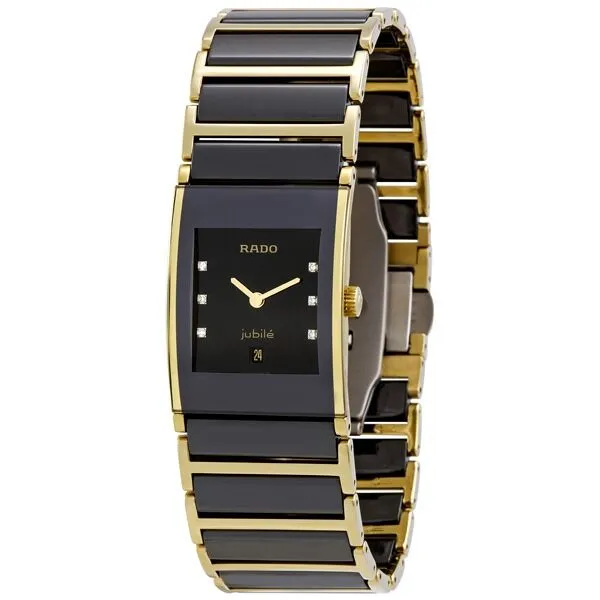 Rado Integral Jubile Black Diamond Dial Two Tone Ceramic Ladies Watch R20788752