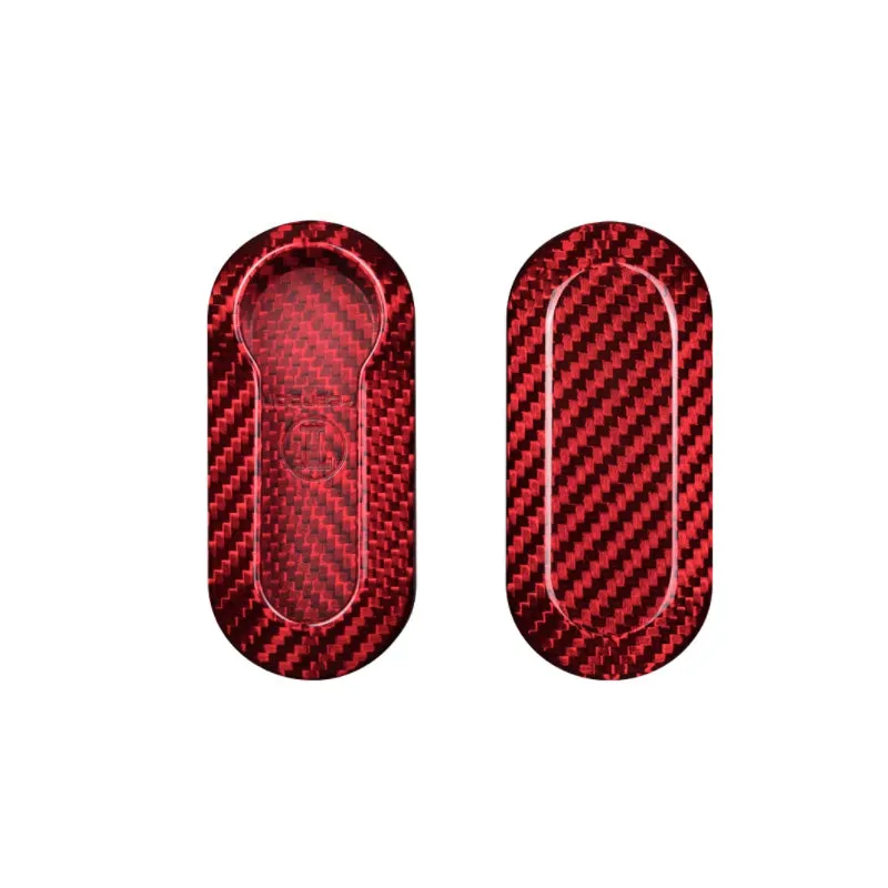 Real Carbon Fiber Remote Flip Key Case for FIAT 500 Ducato Grande Punto Doblò Bravo Panda Punto (Red)