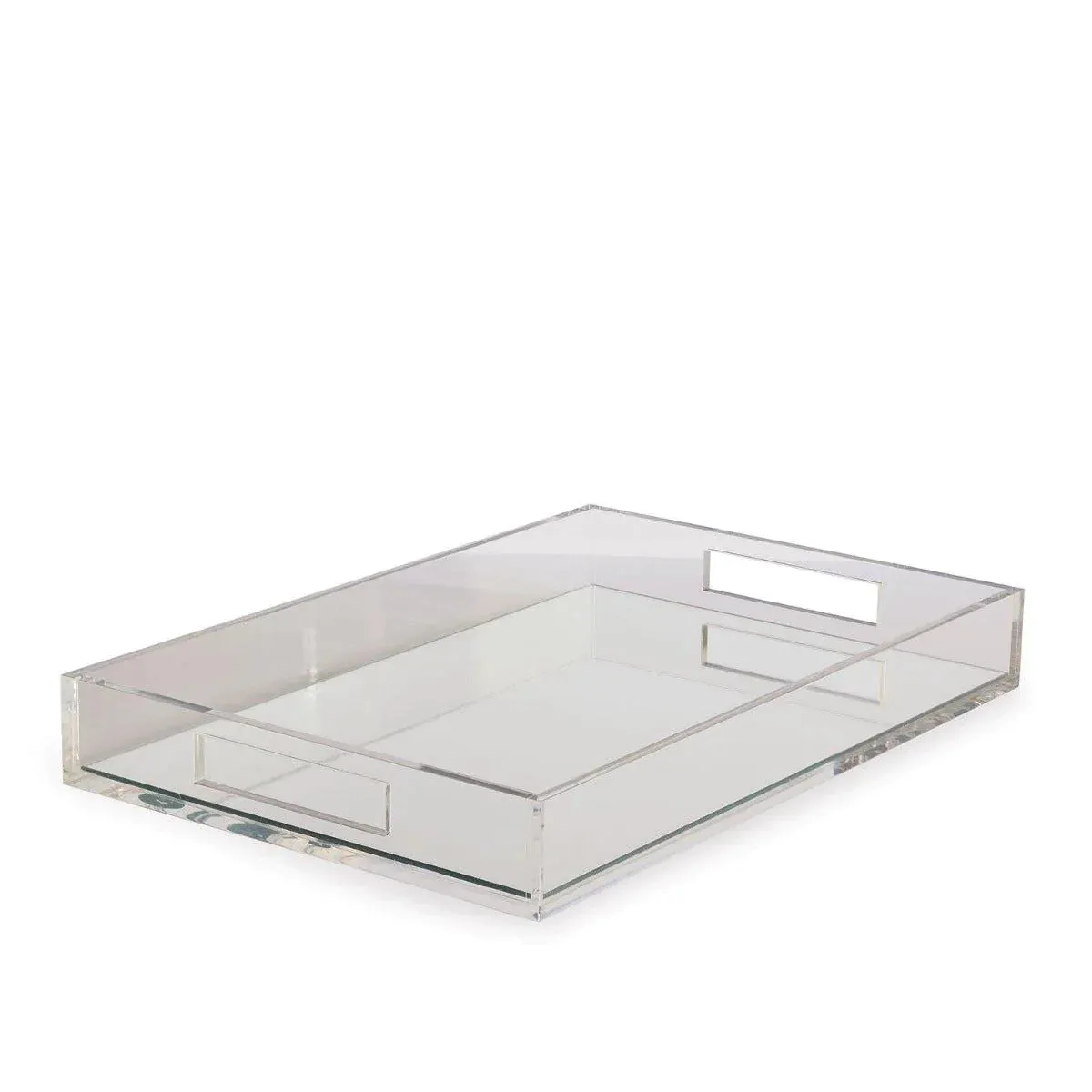 Rectangular Lucite Tray with Mirror Base