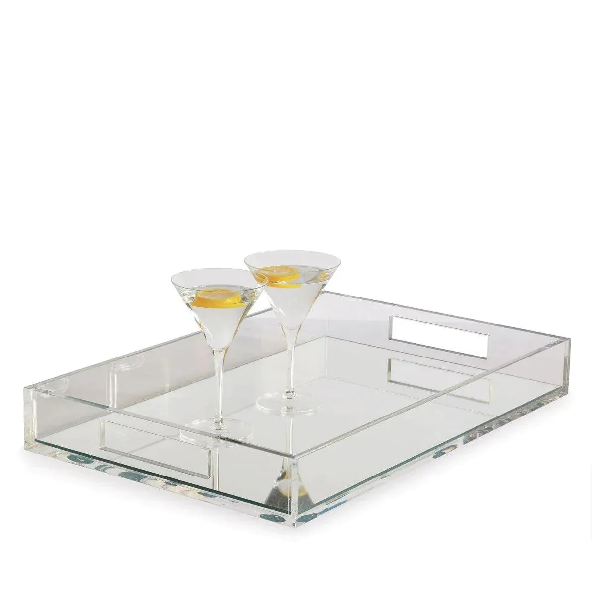 Rectangular Lucite Tray with Mirror Base