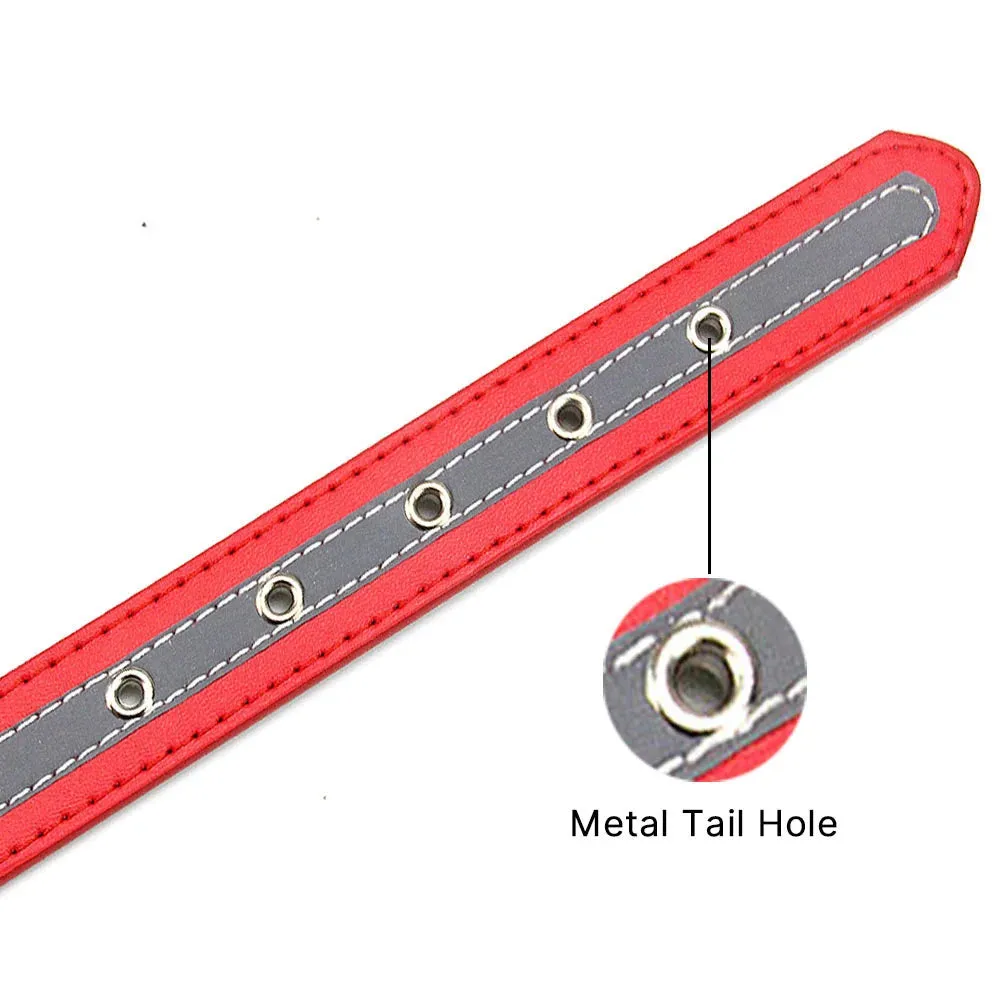 Reflective Leather Dog Collar for Enhanced Safety