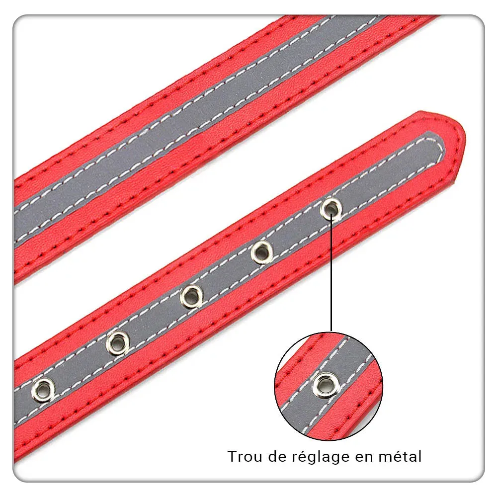 Reflective Leather Dog Collar for Enhanced Safety