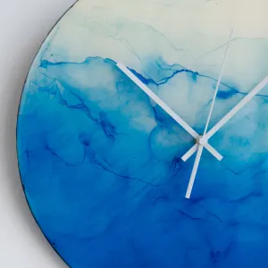 Resin Epoxy Blue wall clock 40cm Diameter. HandMade for parashuteHome.