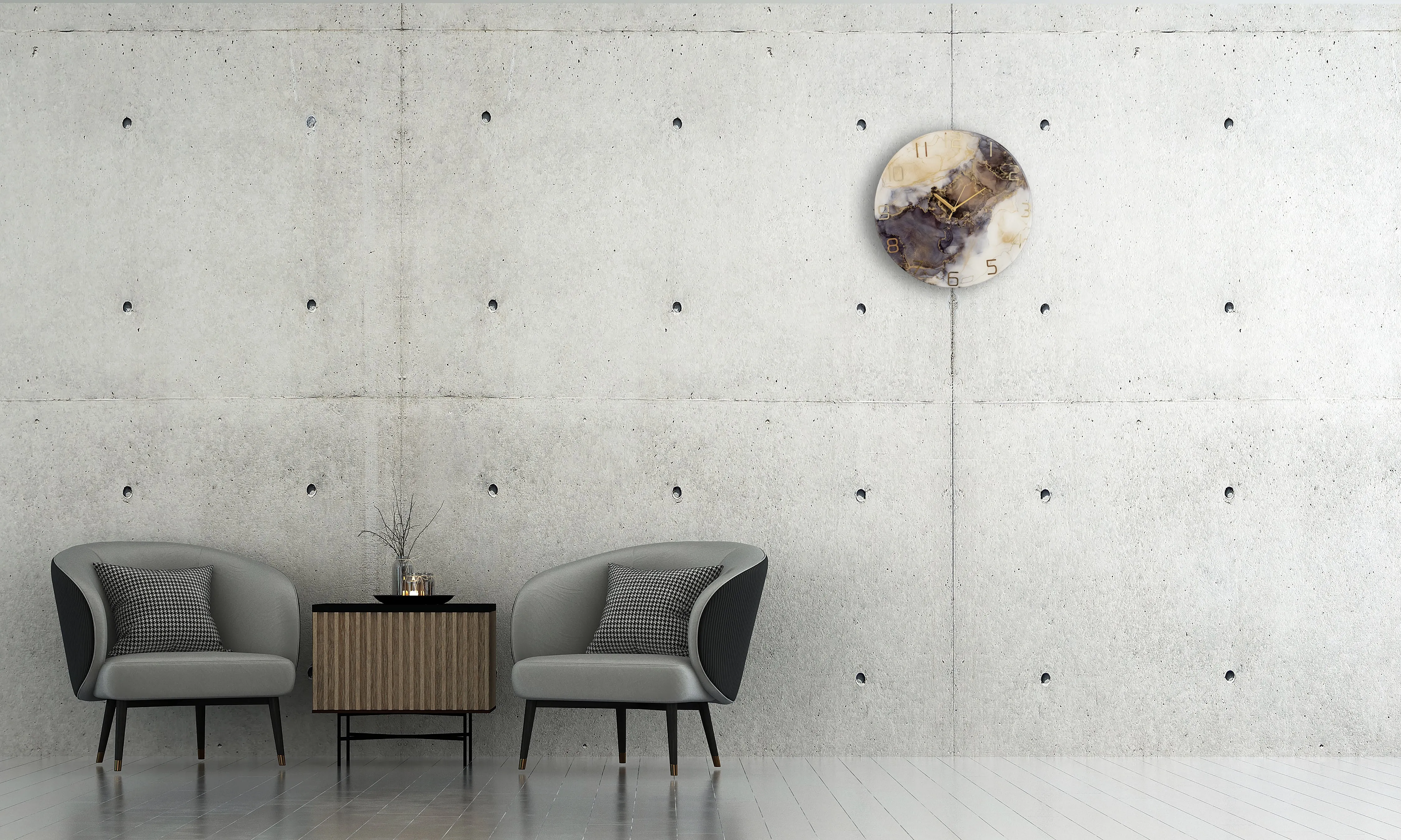 Resin Epoxy Brown and beige wall clock 40cm Diameter. HandMade for parashuteHome.