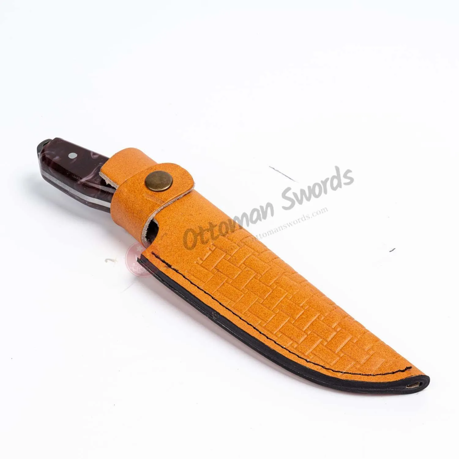 Resin Handle Custom Hunting Knife Milky Brown