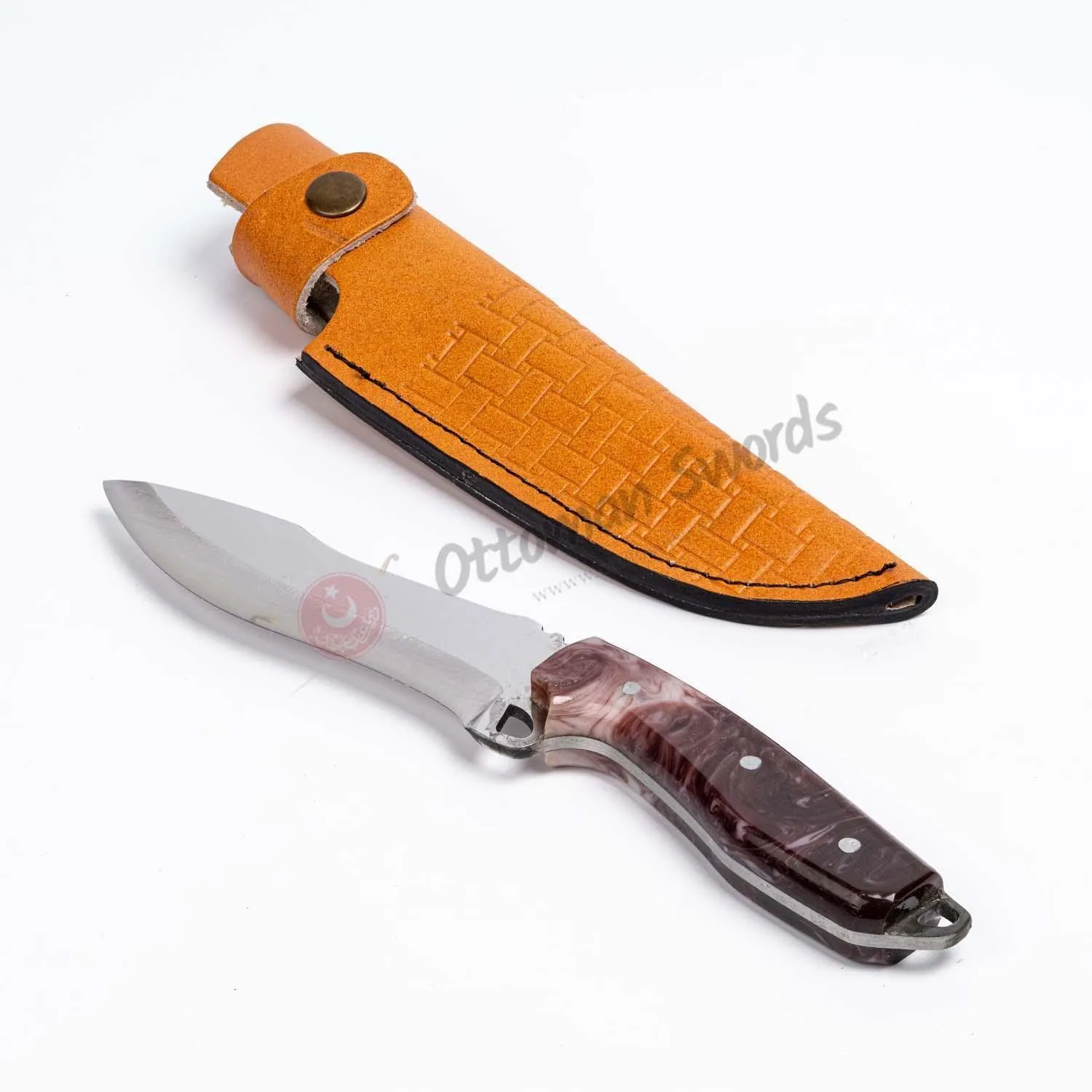 Resin Handle Custom Hunting Knife Milky Brown