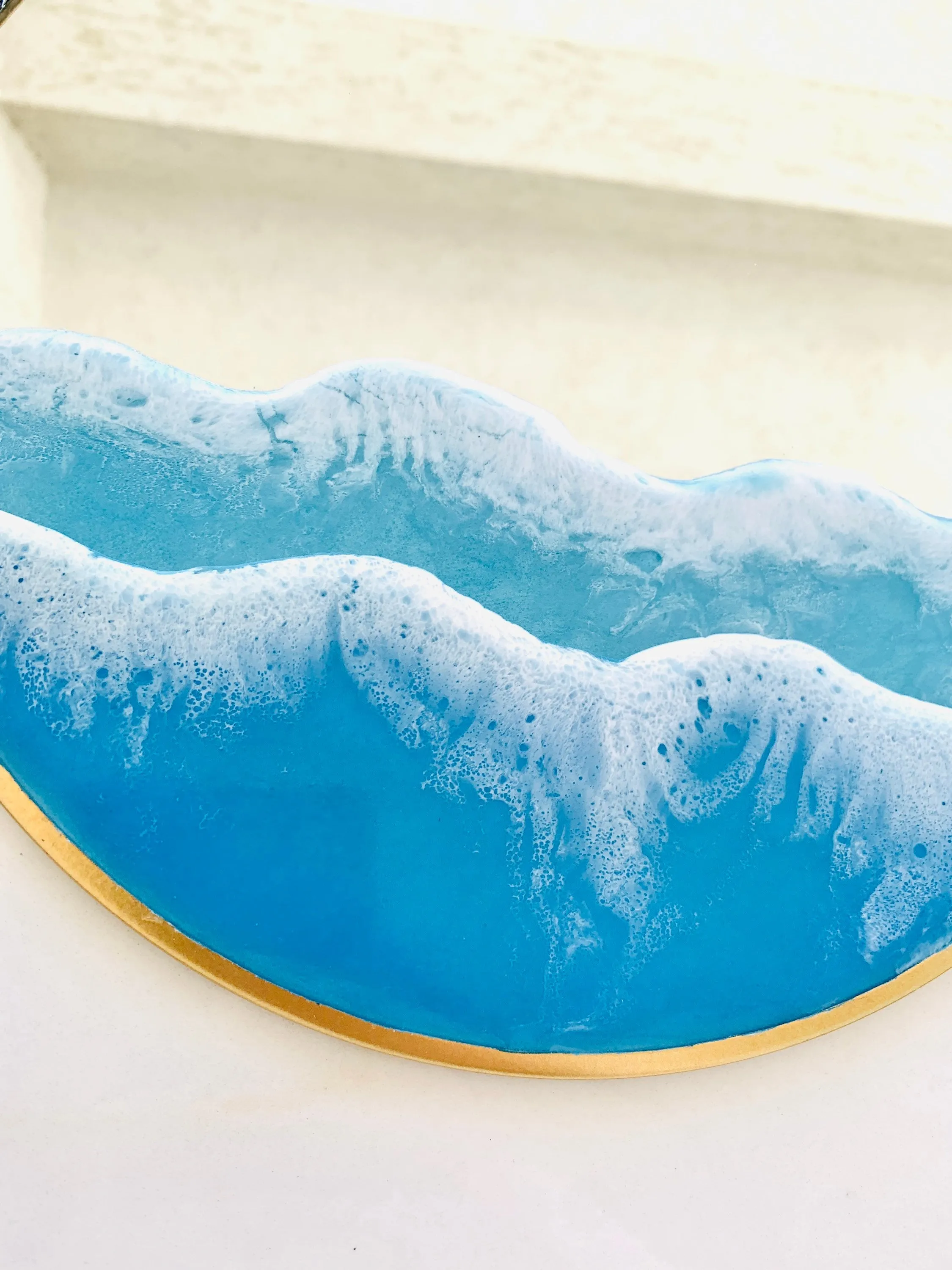Resin Ocean Mirror Wall Art, Resin Ocean Hanging Mirror, Resin Beach Waves, Sea Resin Art m, Gold Wall Hanging Mirror, Home Gift