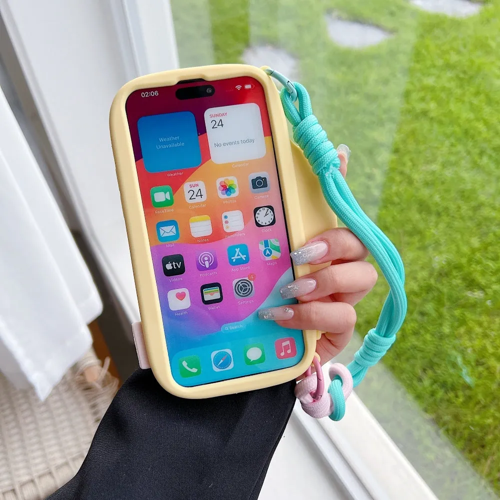 Retro Camera Shape Stand Phone Case With Lanyard Strap - iPhone 16