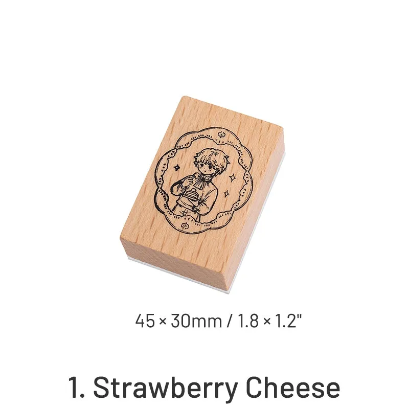 Retro Cute Cartoon Characters Little Boy Girl Wooden Rubber Stamp