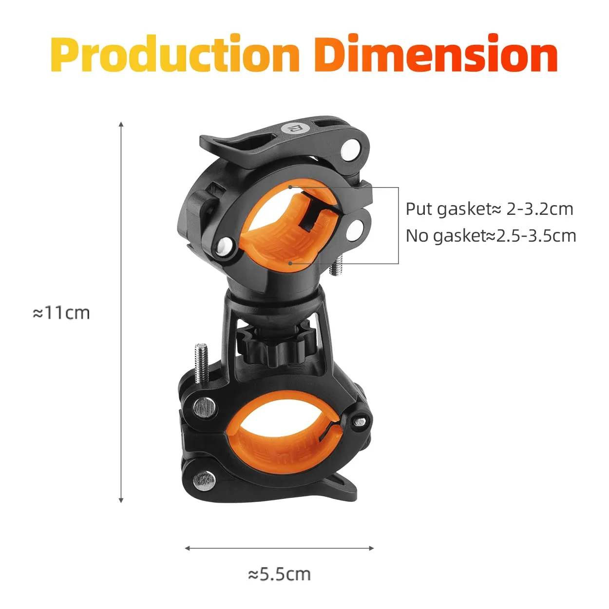 ROCKBROS 360° Rotatable Bike Flashlight Mount for Handlebar Diameter 20-35mm