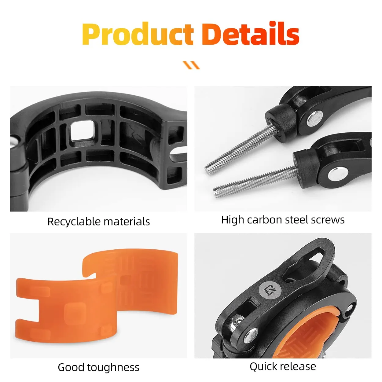 ROCKBROS 360° Rotatable Bike Flashlight Mount for Handlebar Diameter 20-35mm