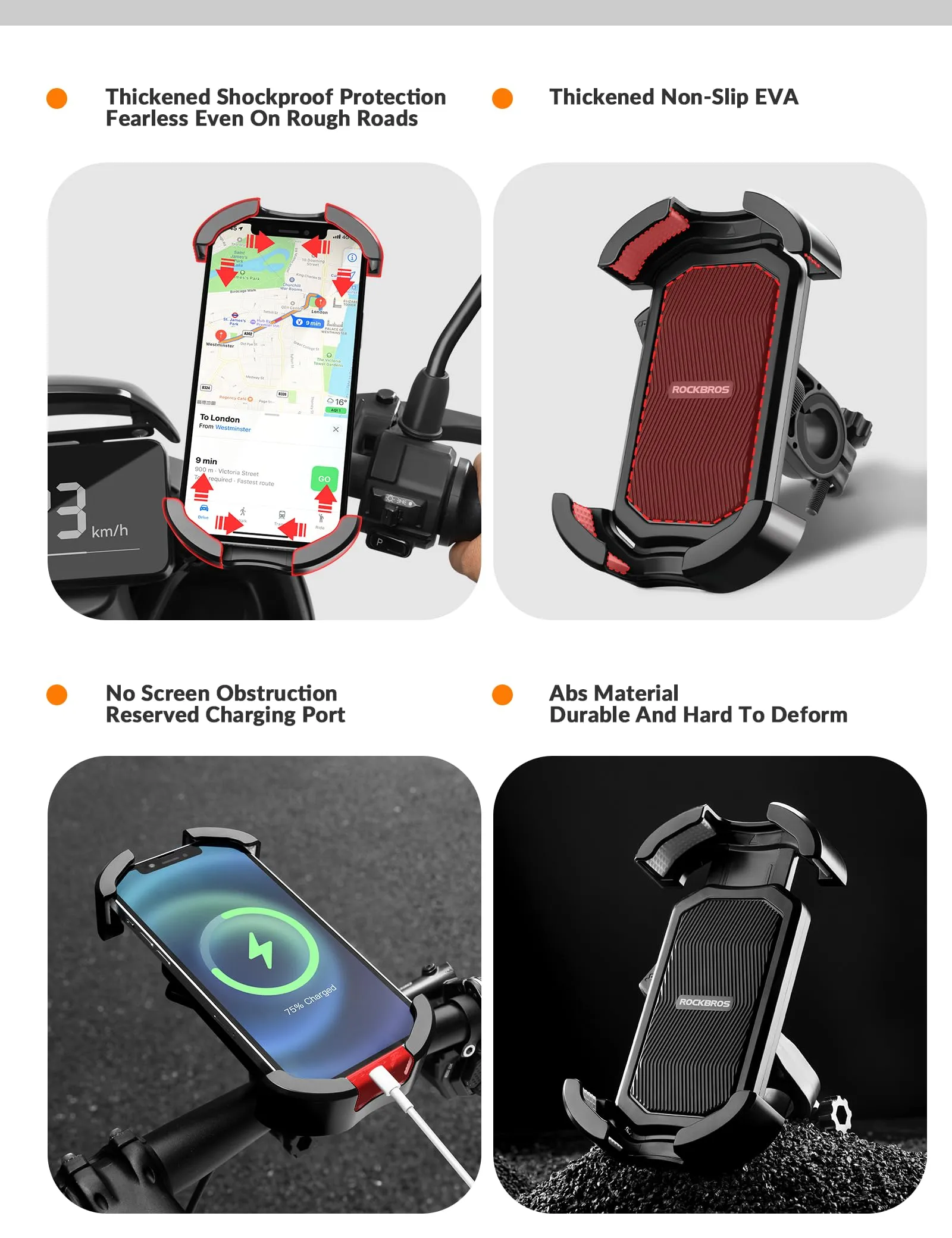 ROCKBROS Bike Phone Mount 360°Rotatable Phone Mount for Bicycle Motorcycle