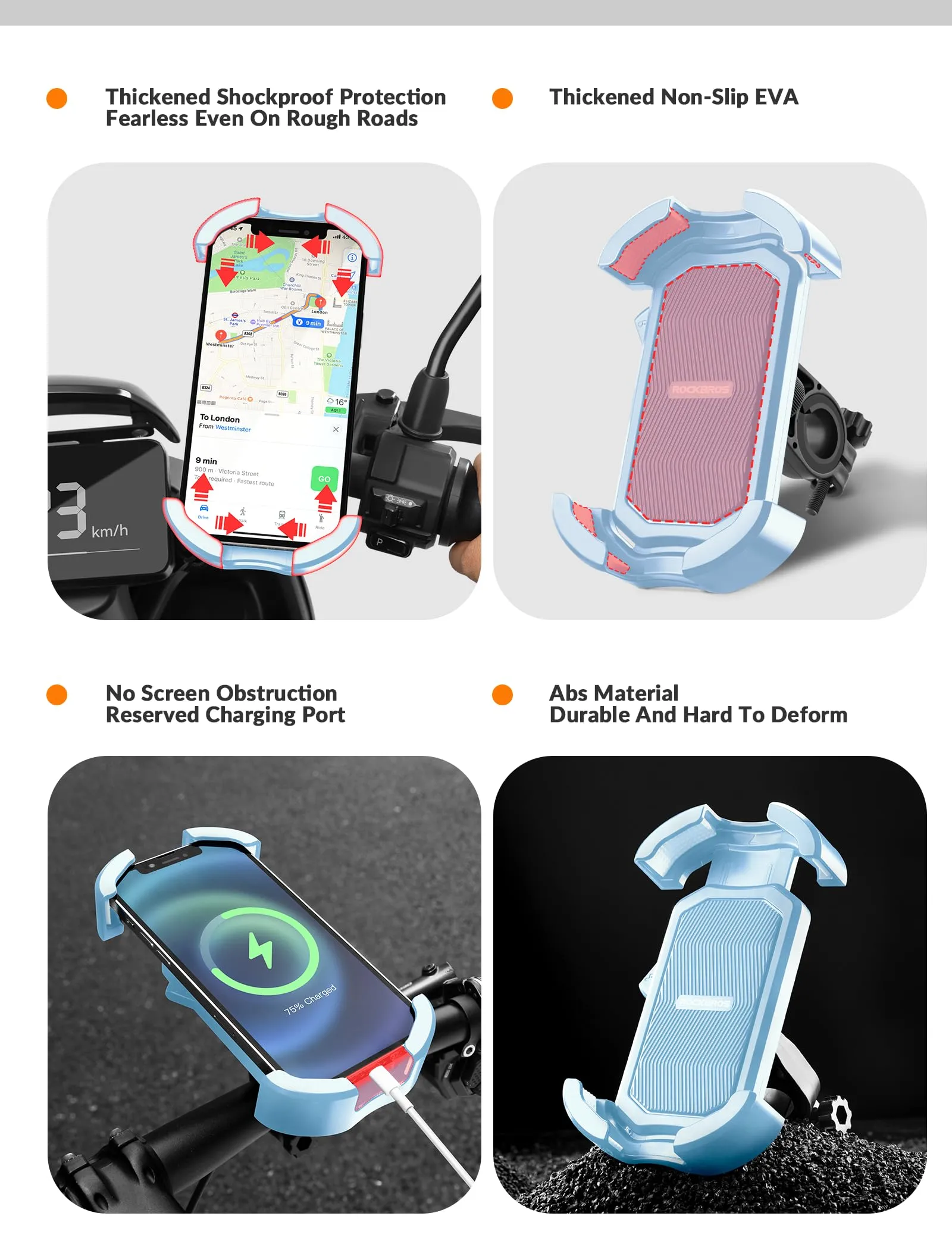 ROCKBROS Bike Phone Mount 360°Rotatable Phone Mount for Bicycle Motorcycle