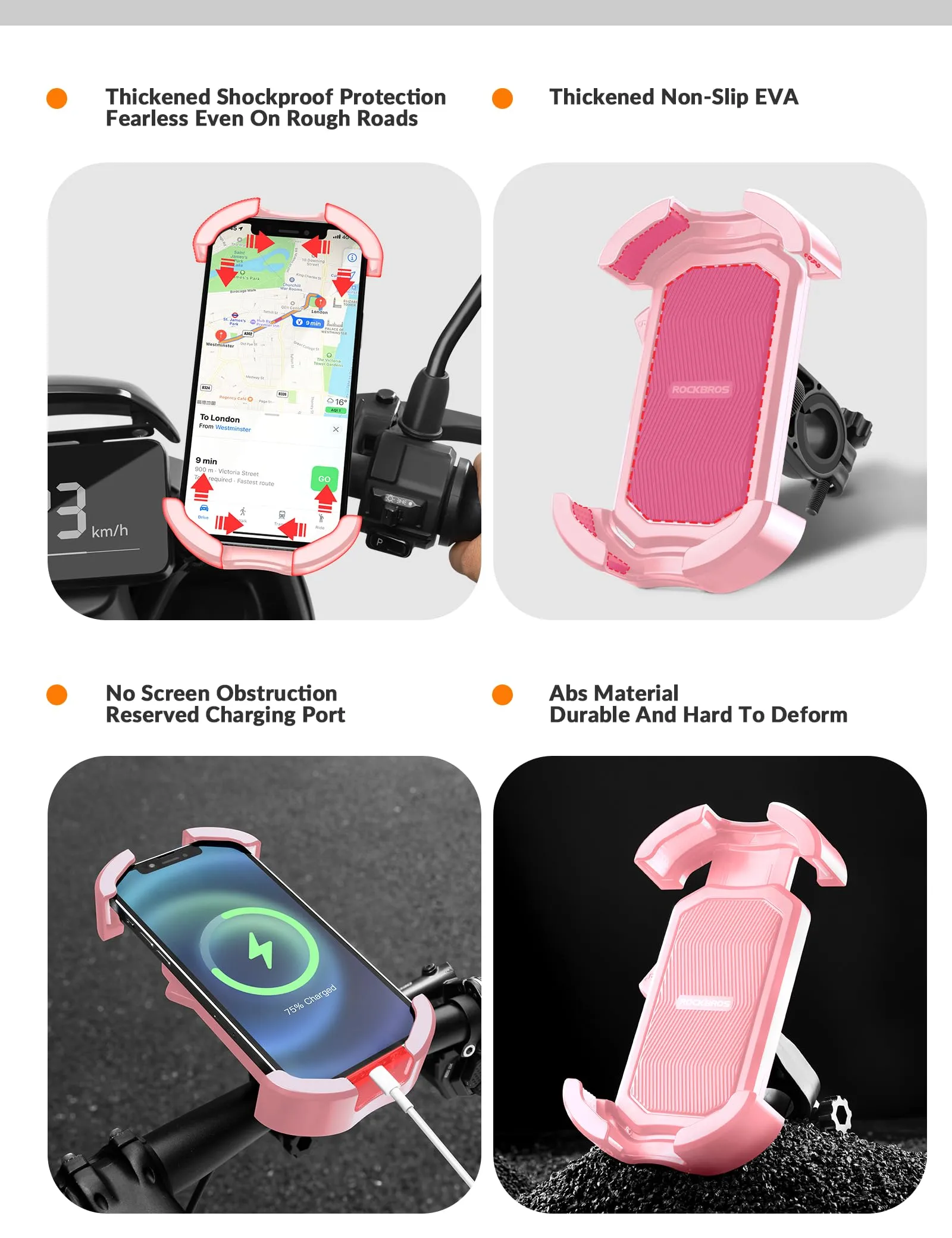 ROCKBROS Bike Phone Mount 360°Rotatable Phone Mount for Bicycle Motorcycle