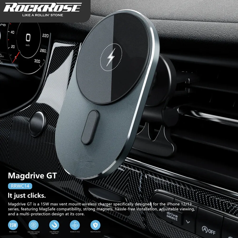 Rockrose 15W Wireless Magnetic Car Charger Magdrive Gt (Black)