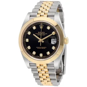 Rolex Datejust 41 Black Diamond Dial Steel and 18K Yellow Gold Jubilee Men's Watch 126303BKDJ
