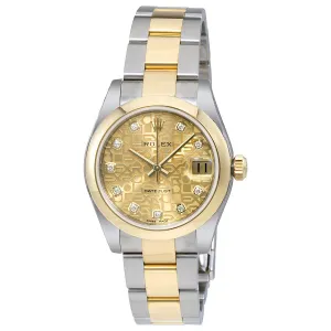 Rolex Datejust Champagne Jubilee Diamond Dial Steel and 18K Yellow Gold Ladies Watch 178243CJDO