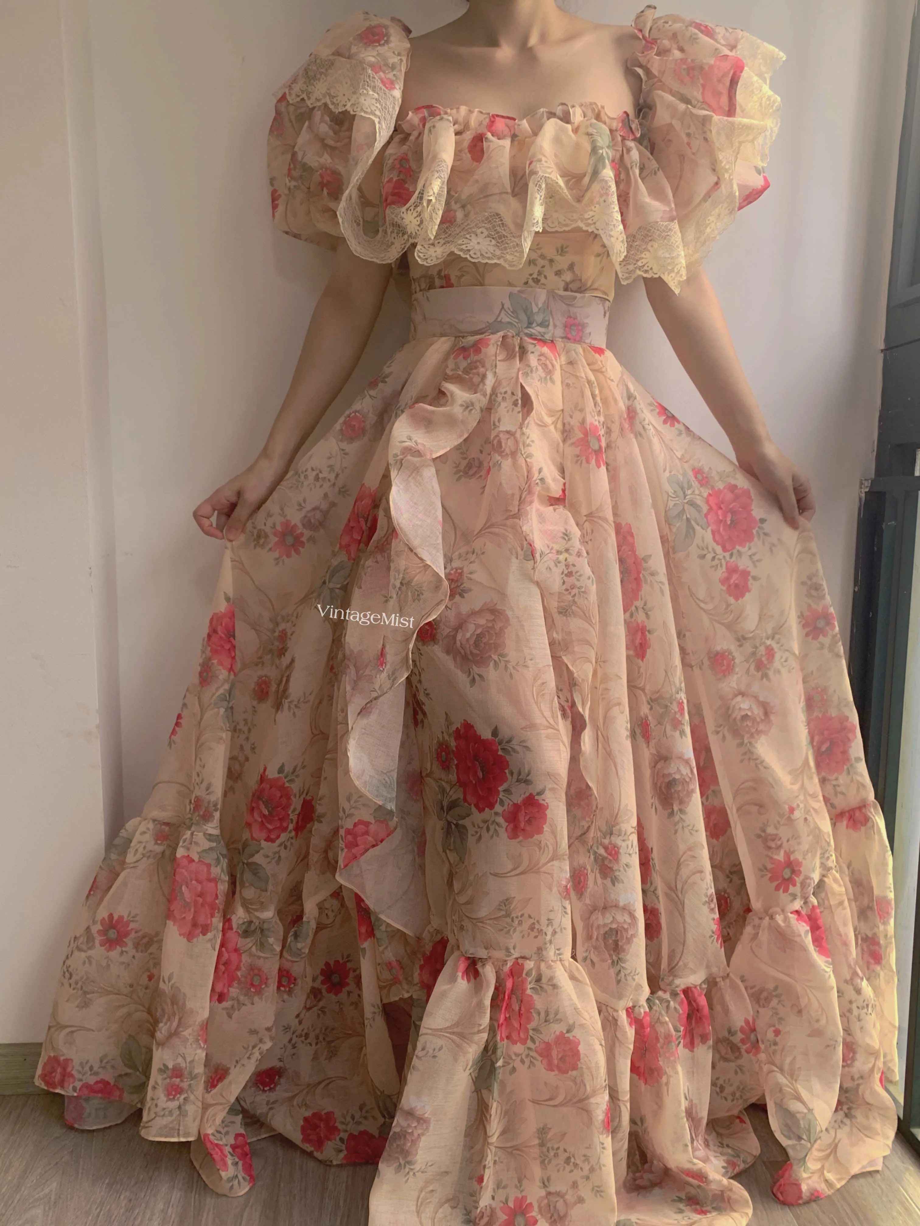 Romantic Rose Bloom Corset Skirt Two Piece Set