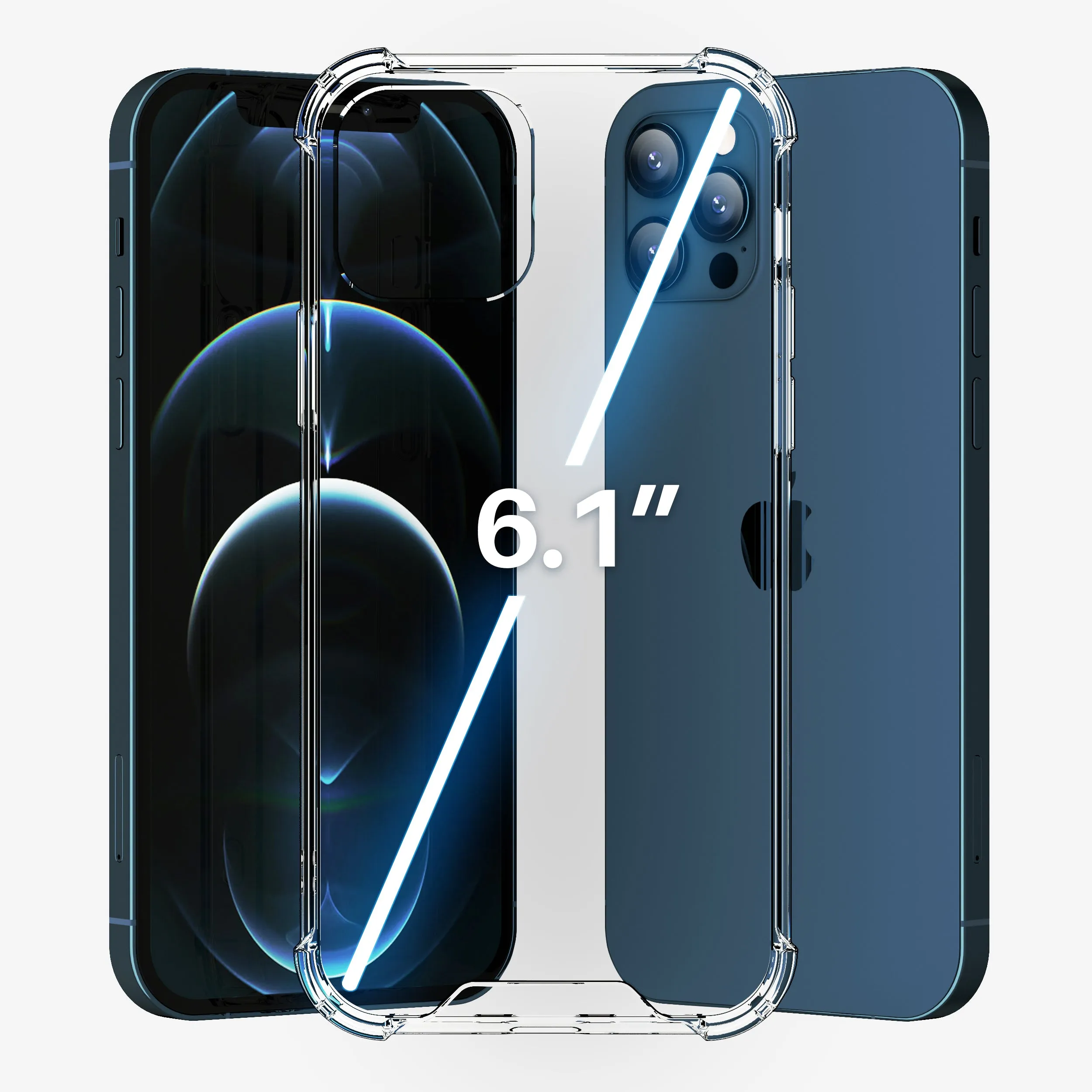 Roocase Plexis Clear Case for iPhone 12/12 Pro, 6.1 Inch, Slim Transparent Cover with TPU Bumper