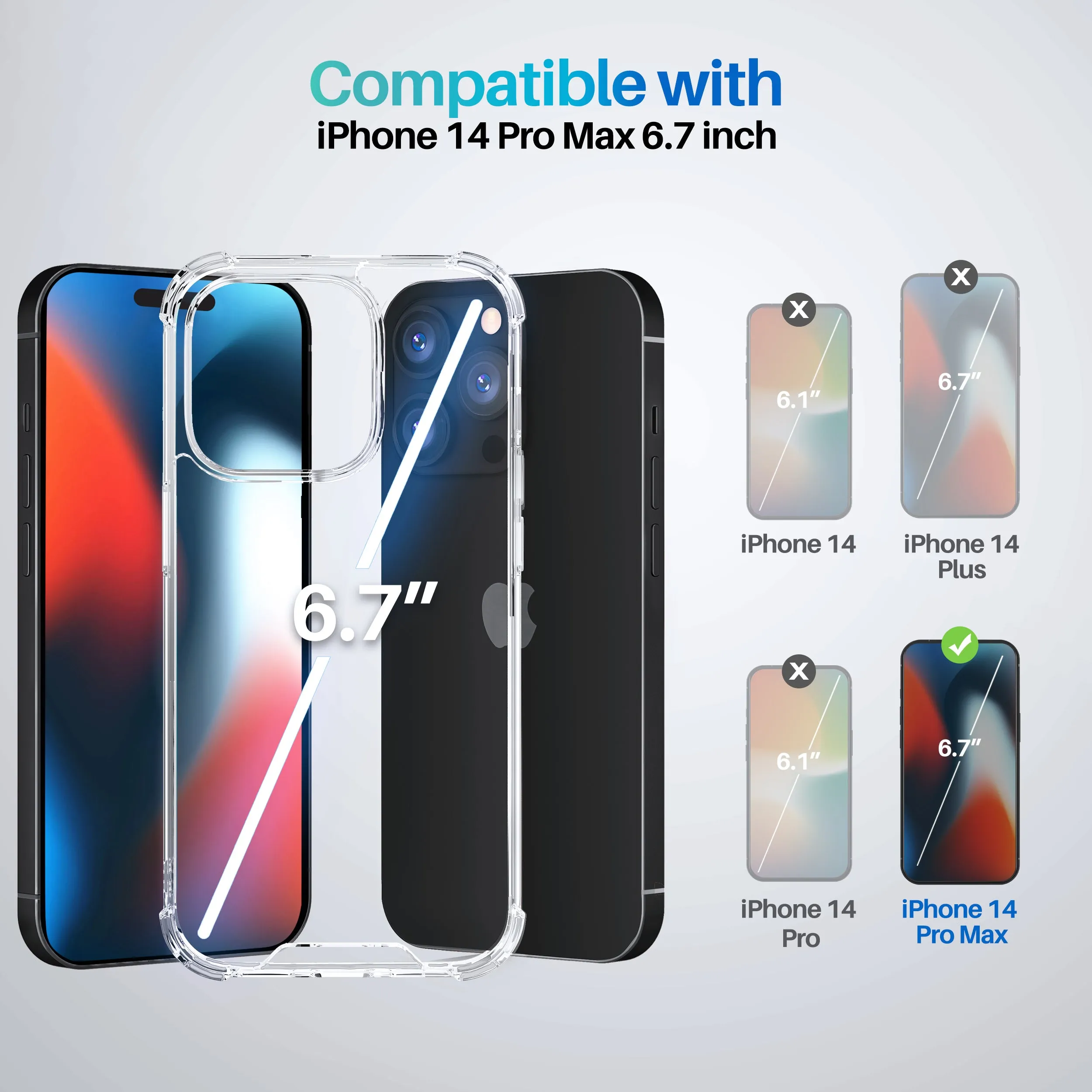 ROOCASE Plexis Clear Case for iPhone 14 Pro Max, 6.7 Inch, Slim Transparent Cover