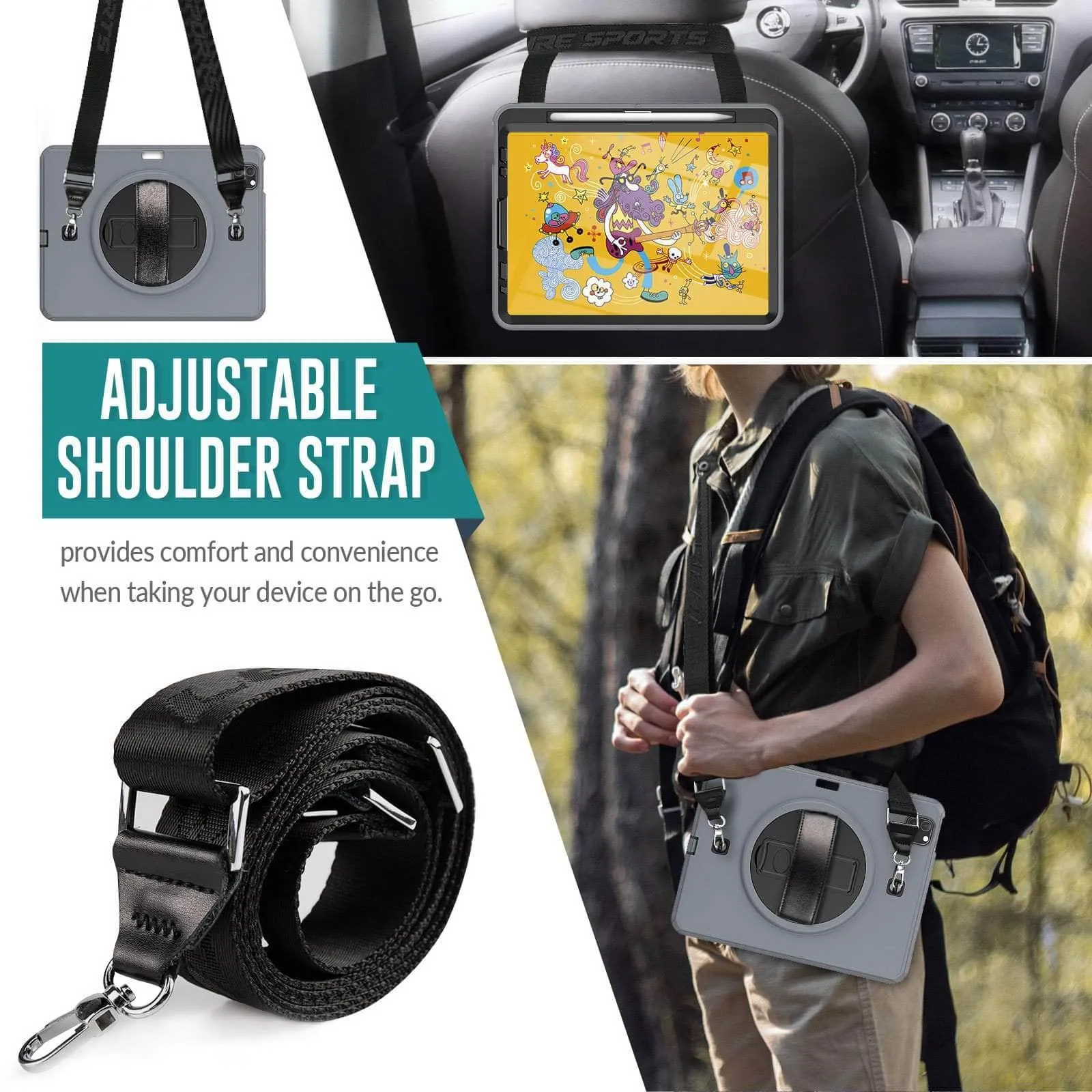 Rotation iPad 9 Kickstand Hand Strap Case