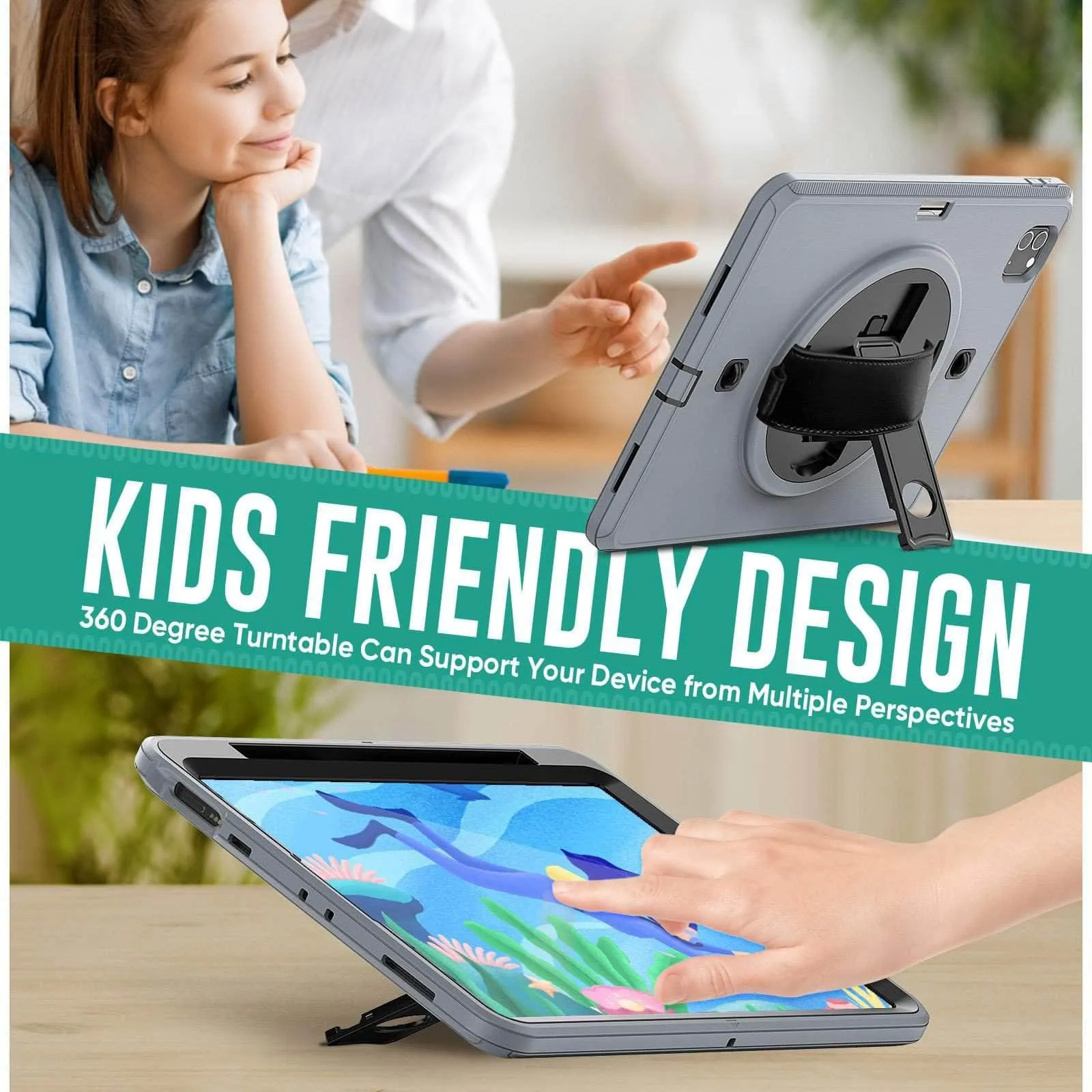 Rotation iPad 9 Kickstand Hand Strap Case