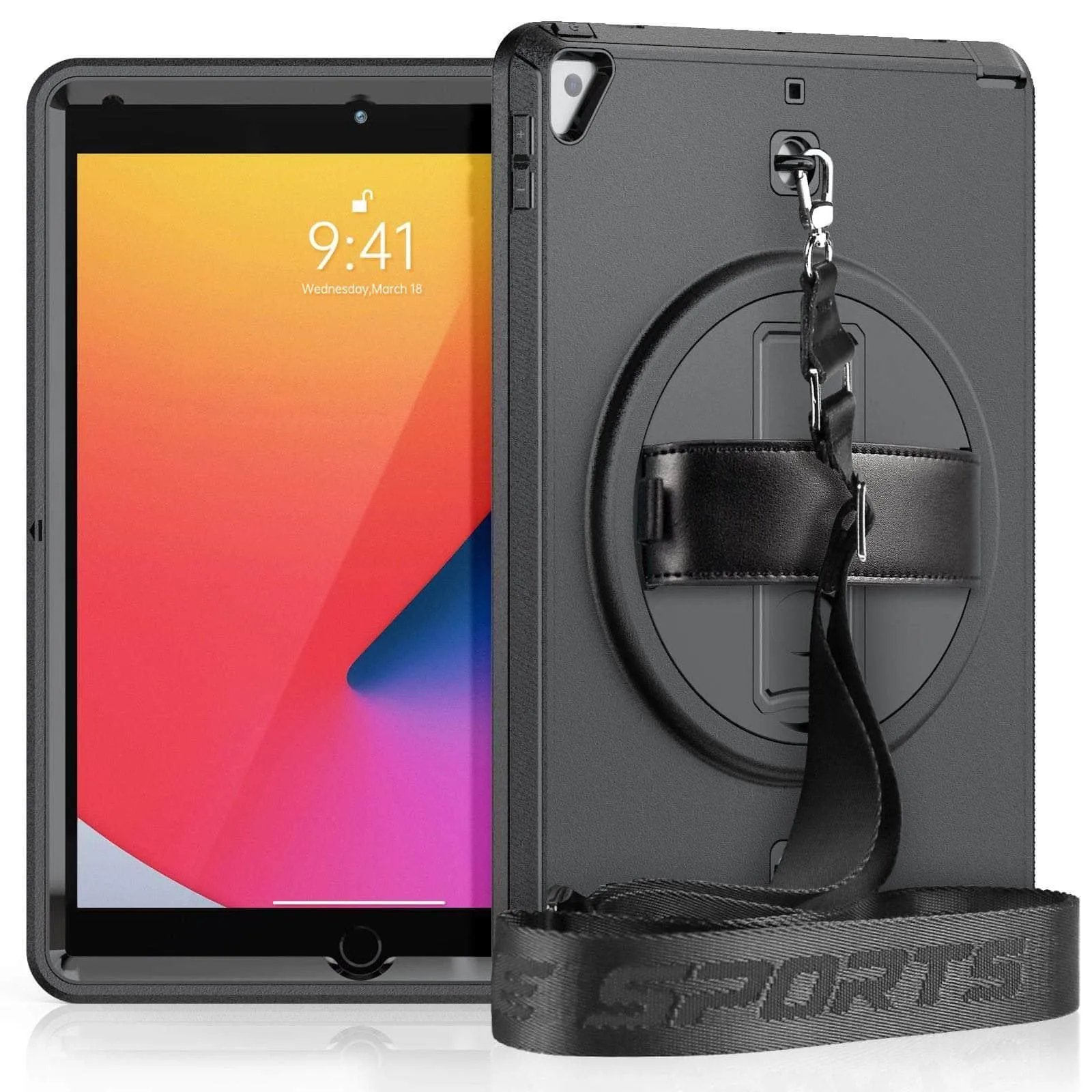 Rotation iPad 9 Kickstand Hand Strap Case