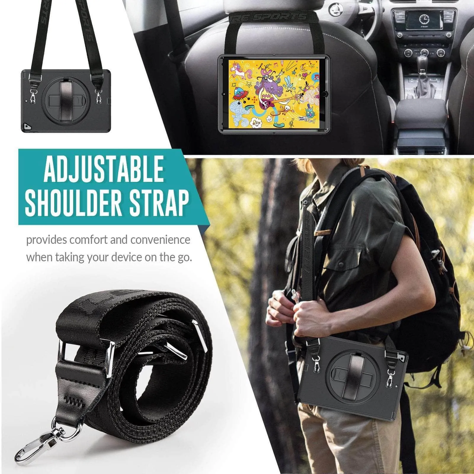 Rotation iPad 9 Kickstand Hand Strap Case