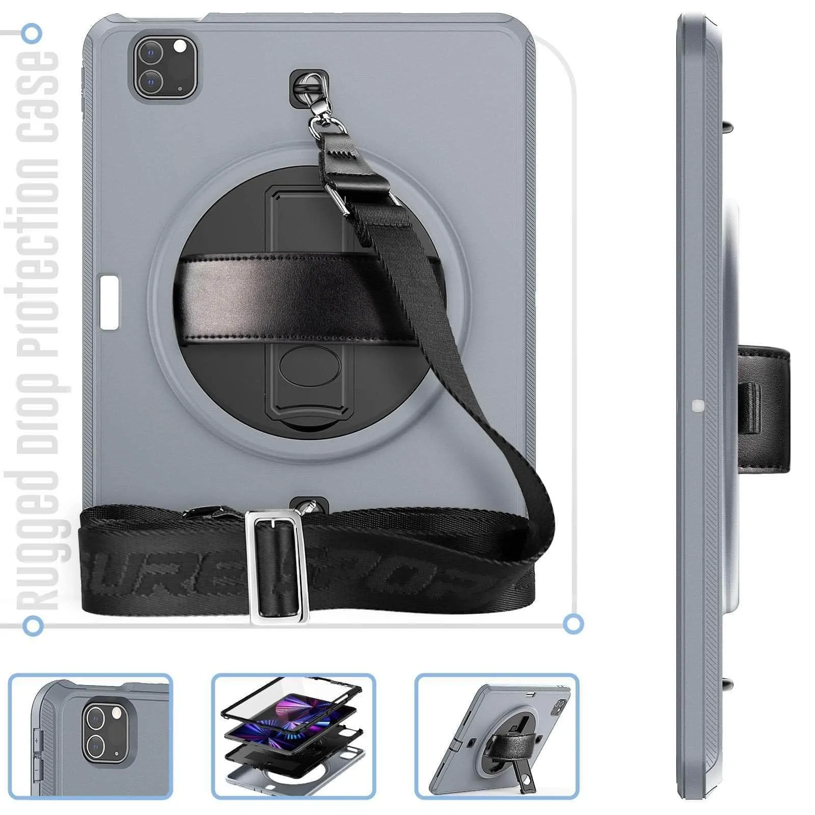 Rotation iPad 9 Kickstand Hand Strap Case